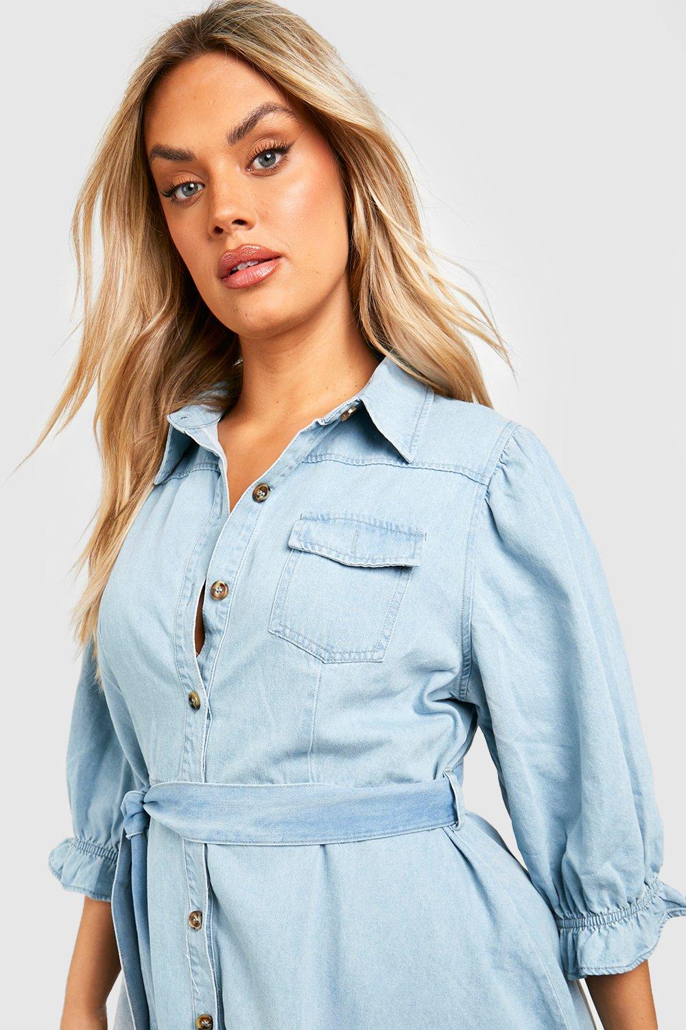 Denim shirt dress on sale with tie belt